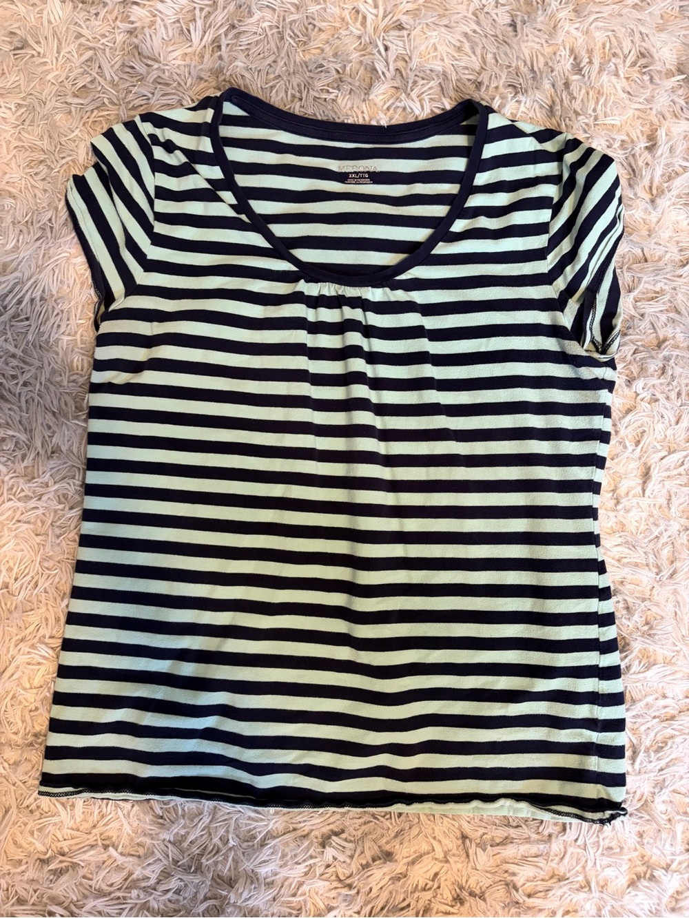 Merona Mint and Black Striped Short Sleeve Scoop Neck Top